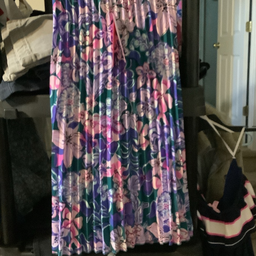 Lilly Pulitzer Pink and Purple Floral A-Line‎ Gavanna Skirt